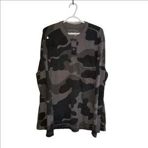 Red Camel Camouflage Long Sleeve Henley T Shirt Label Reads Size XXL
